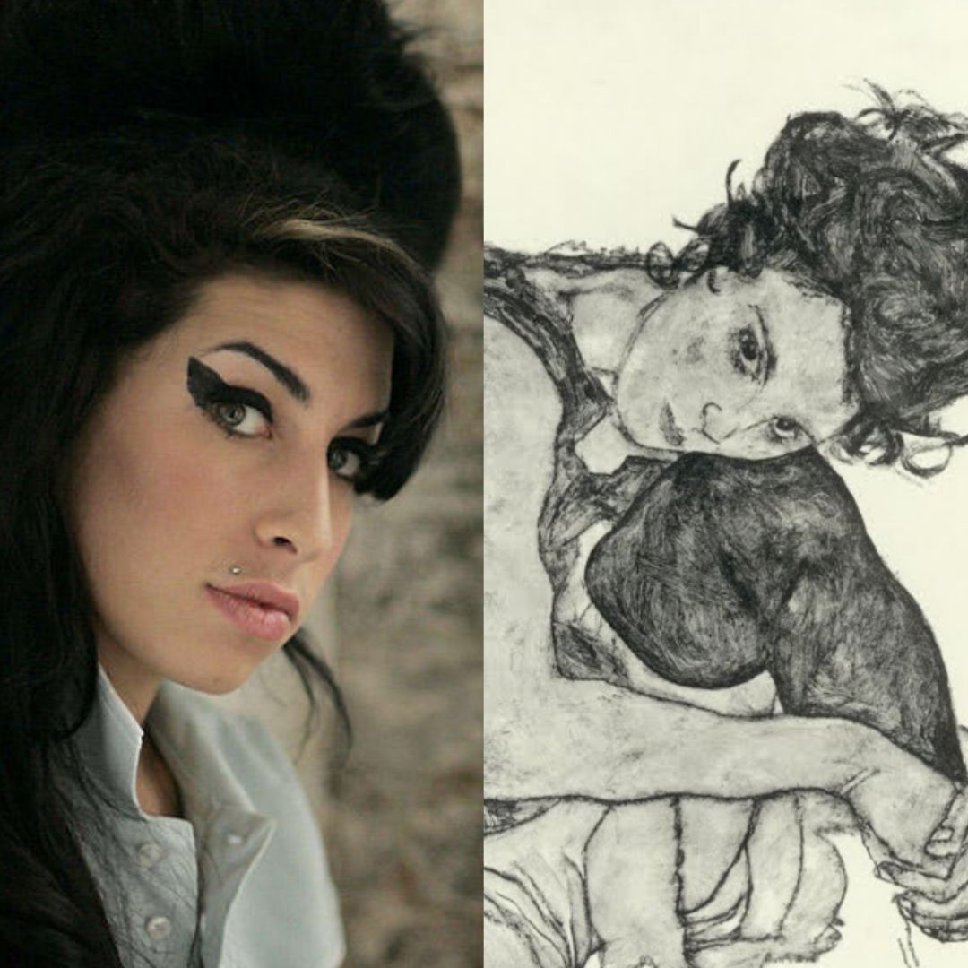 Amy Winehouse et un portrait d'Egon Schiele